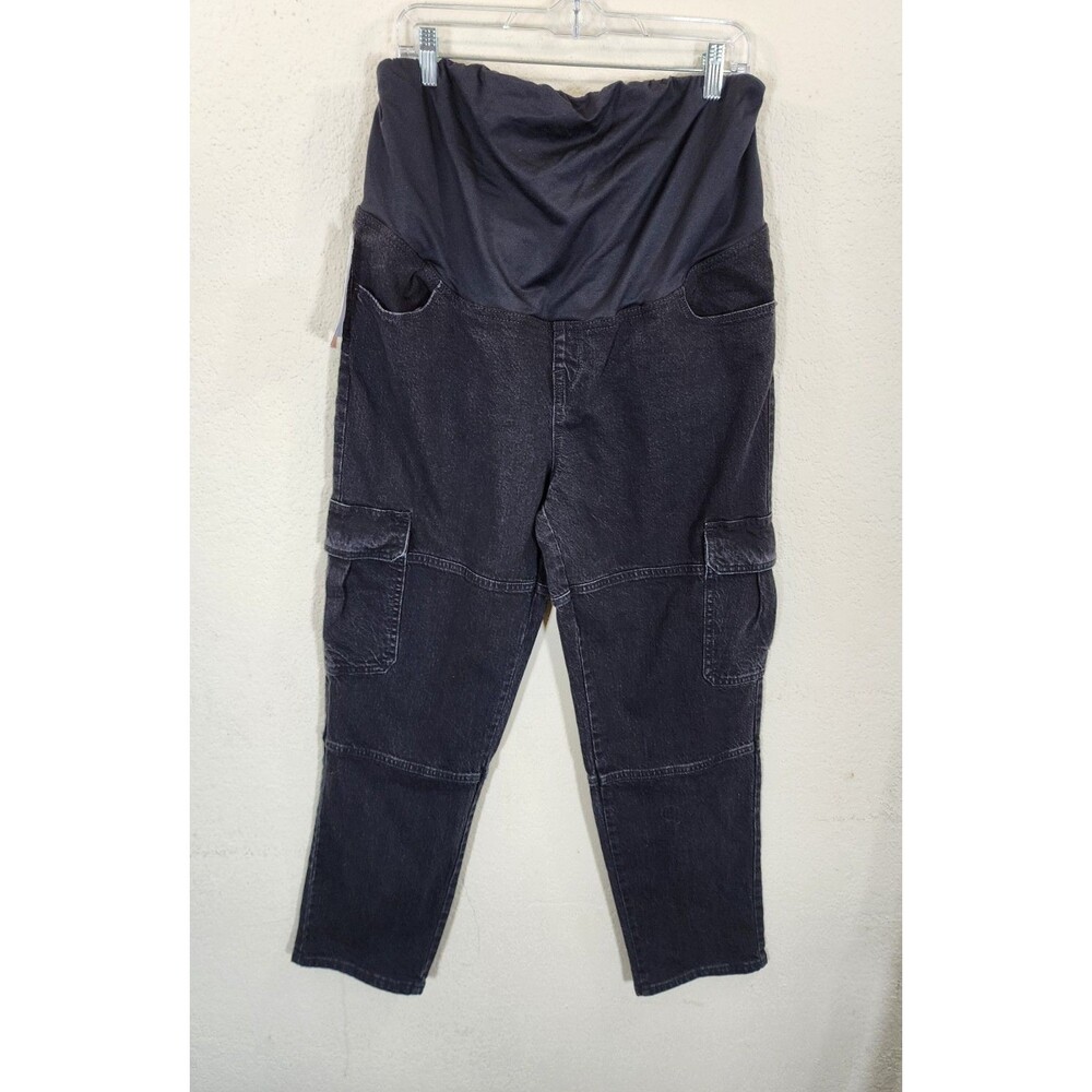 Isabel Maternity Cargo Jeans 14 NWT Black Over Belly Crossover Panel Ingrid